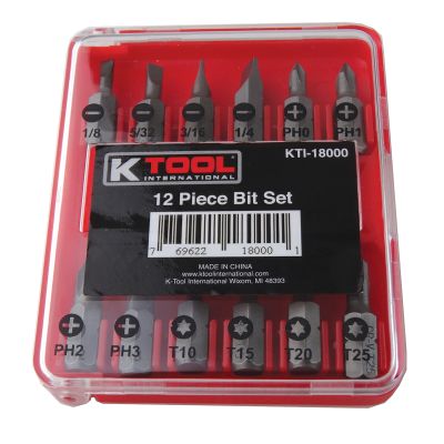 12 Piece Slotted / Phillips / Torx Bit Set