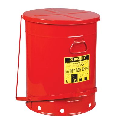 21 Gallon Oily Waste Can With Foot Lever, Red