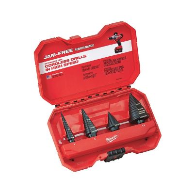 Milwaukee 4-Piece JAM-FREE Step Drill Bits #1, #4, #7, #12 Set