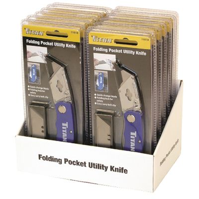 12PC Blue Foliding Utilility Knife Display