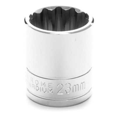 Chrome Socket, 1/2" Drive, 23mm, 12 Point, Shallow