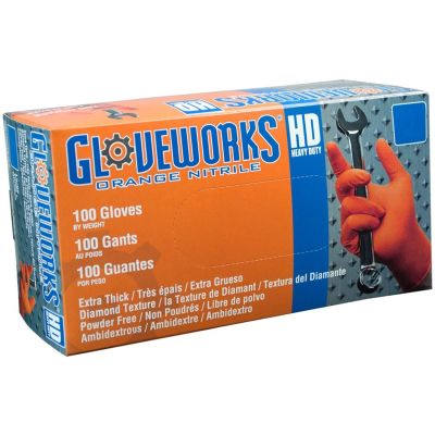 Gloveworks HD Orange Nitrile Gloves Medium