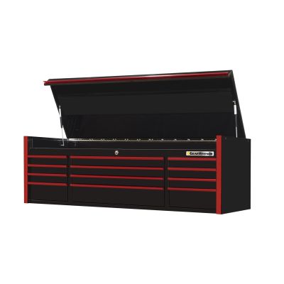 72" 12-Drawer Top Chest, Black-Red Handles
