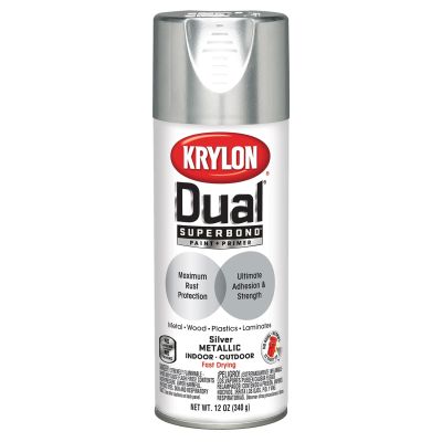Krylon Dual Superbond Paint+Primer; Silver Metallic; 12 oz. Aerosol