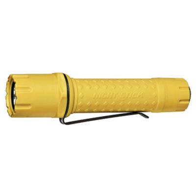 Bayco Tactical Cree LED Flashlight, Yellow, w/ Anti-Roll Head, Removable Metal Clip, Two CR123 Batte
