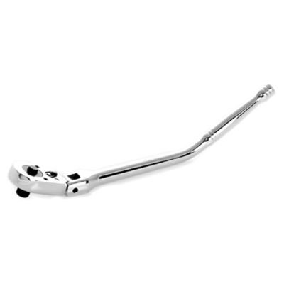 Chrome Ratchet, 3/8" Drive, Flexible Teardrop Head, Quick Release, with Bent Handle, 11" Long