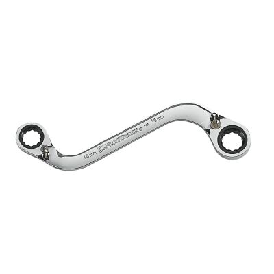 S Shape Reversible Double Box Ratcheting Wrench, 14mm x 16mm