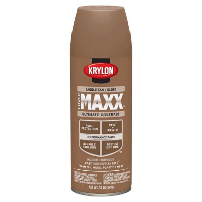 Krylon Covermaxx Paint+Primer; Gloss Saddle Tan; 12 oz. Aerosol