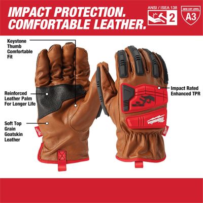 Impact Cut Level 3 Goatskin Leather Gloves, XL