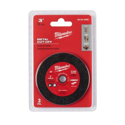 Milwaukee 3-Pack, 3 in. Metal Cut Off Wheel MAX 20,000 RPM
