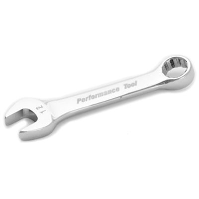 Stubby Chrome Combination Wrench, 12mm, with 12 Point Box End, Fully Polished, 4-1/8" Long