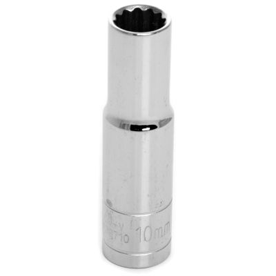 Chrome Socket, 3/8" Drive, 10mm, 12 Point, Deep
