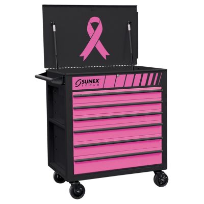 Sunex Tools Premium Full-Drawer Service Cart, Pink/Black