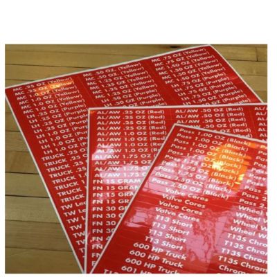 Red Labels for Valves Weights Tools