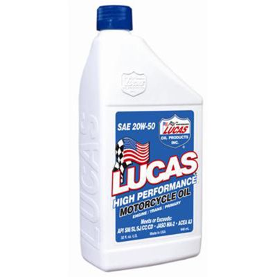 Motorcycle Oil, High Performance, 20-50WT, Case of 6, Quart Size Bottles