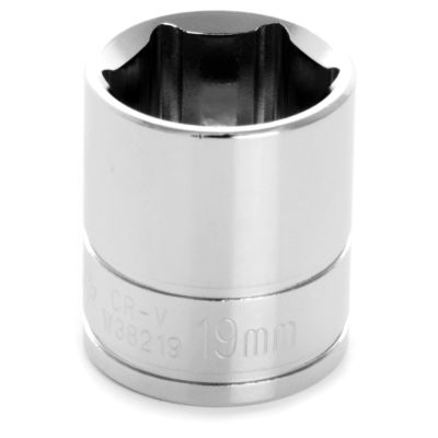 Chrome Socket, 3/8" Drive, 19mm, 6 Point, Shallow