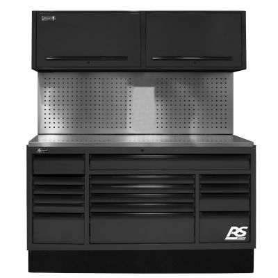72 in. CTS Centralized Tool Storage with Tool Board Back Splash Set, Black