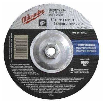 Milwaukee 7 in. x 1/8 in. x 5/8 in. Type 27 Grinding Wheel (A30S)