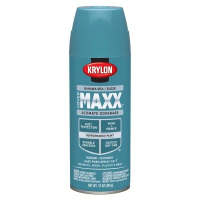 Krylon Covermaxx Paint+Primer; Gloss Bahama Sea; 12 oz. Aerosol