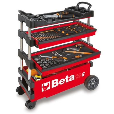 Folding Mobile Tool Cart, Red