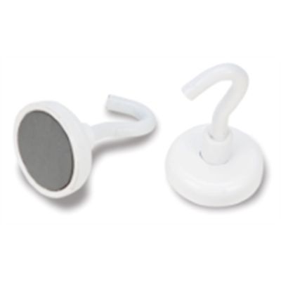 2 Pc. White Enamel Magnetic Hook