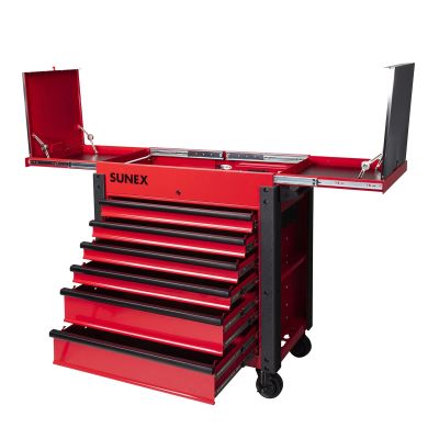Sunex Tools 6-Drawer Slide Top Service Cart, Red
