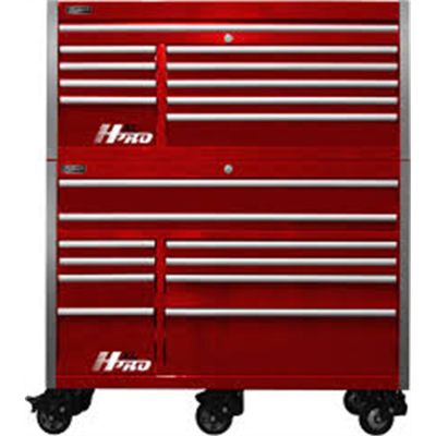 60" HXL Pro 9-Drawer Top Chest and 10-Drawer Roller Cabinet Combo. - Red