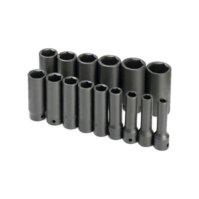 15 Piece 1/2" Drive 6 Point SAE Deep Impact Socket Set