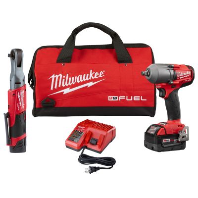 M12 FUEL 3/8" Ratchet / M18 1/2" Midtorque w/ (2) Batteries Kit