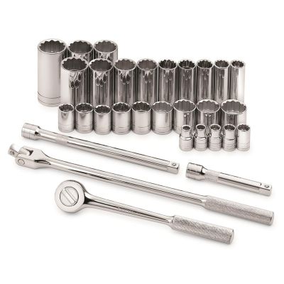 30 pc. 1/2" Drive 12-Point Std & Deep SAE Socket Set