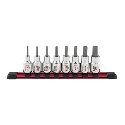 Sunex Tools 8-Piece 3/8 in. Drive Chrome Hex Bit Socket Rail, Fractional SAE
