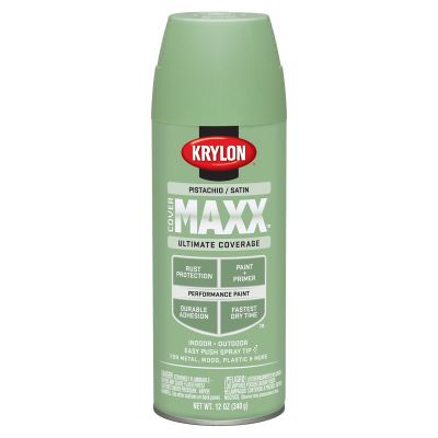 Krylon Covermaxx Paint+Primer; Satin Pistachio; 12 oz. Aerosol