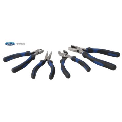 Ford Tools Plier 4-Piece Set - 8" Universal, 6" Long Nose, Slip Joint, and Diagonal