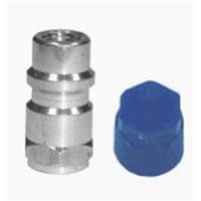 Straight Lo-Side Aluminum Retrofit Fitting 7/16-20 With Blue Cap