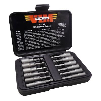12-Piece SAE Power Drive Nut Setter Set with Magnetic and Hollow Point Drivers