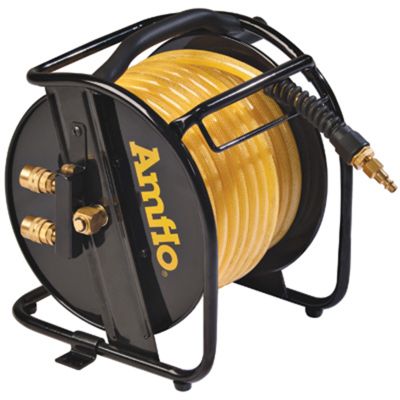 Manual Hose Reel, 3/8" x 75' Hose, 200 PSI, with All Steel Construction, Spring Tension Brake