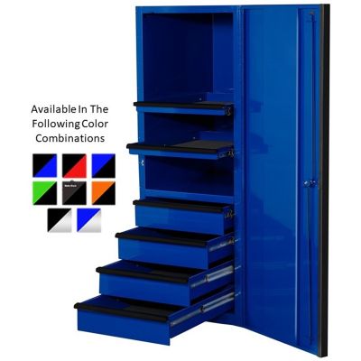 EXQ Series 24"W x 30"D 4 Drawer and 2 Shelf Professional Side Cabinet Green w Black Handles