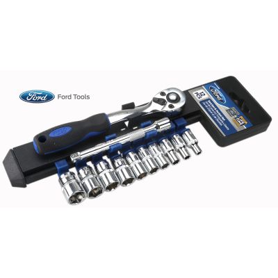 Ford Tools 1/4" Drive Metric Ratchet and Socket 12-Piece Set