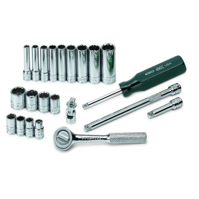 22 pc. 1/4" Drive 12-Point Std Fract SAE Chrome Socket Set
