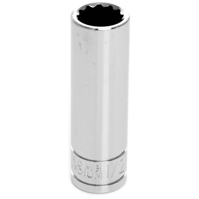 Chrome Socket, 3/8" Drive, 1/2", 12 Point, Deep