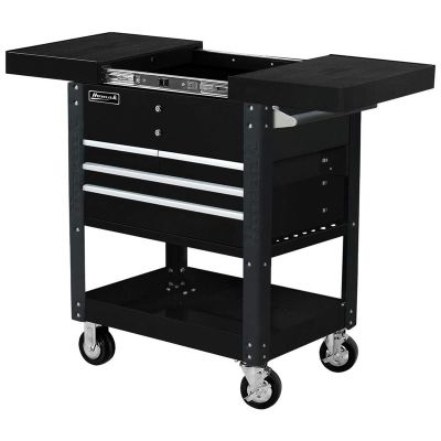 Homak Mfg. 35 in. Pro Series 4-Drawer Slide-Top Service Cart, Black