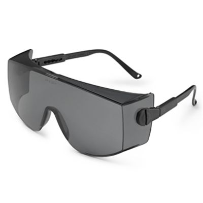 Safety Glasses, Coveralls, Gray Single Piece Lens with Sideshields, Wear Over Glasses