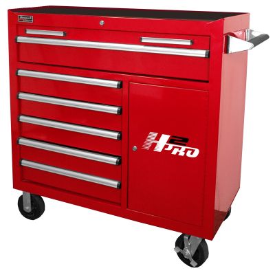 Homak Mfg. H2PRO Series 41 in. 6-Drawer with 2-Drawer Compartment Roller, Red