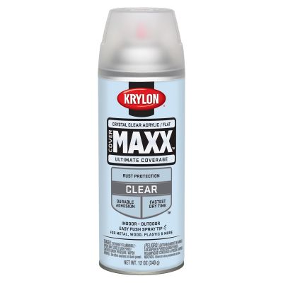 Krylon Covermaxx Paint+Primer; Flat Crystal Clear Acrylic; 12 oz. Aerosol