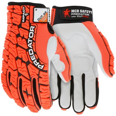 Predator Mechanics Gloves Cowskin leather palm with D3O padding Tire tread pattern TPR on Spandex back HyperMax cut resistant palm liner