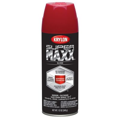 Krylon Supermaxx Paint+Primer; Gloss Cherry Red; 12 oz. Aerosol
