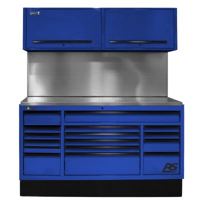 72 in. CTS Centralized Tool Storage with Solid Back Splash Set, Blue