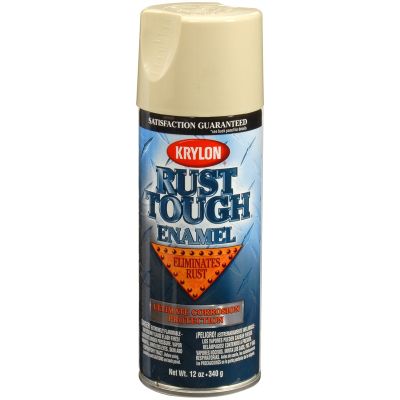 Krylon Rust Tough Enamel Paint, Almond, 12 oz Can, One Coat Coverage, Low Odor