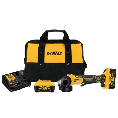 DeWalt 4.5 in. 20V MAX XR Paddle Switch Small Angle Grinder Kit with Kickback Brake and (2) 6.0 Ah B