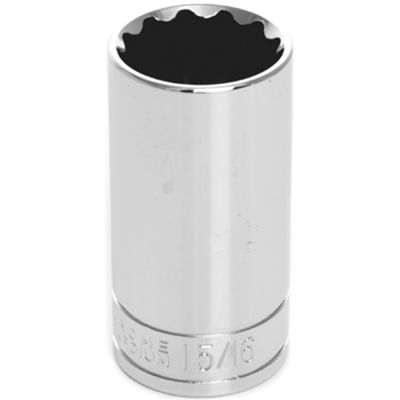 Chrome Socket, 3/8" Drive, 15/16", 12 Point, Deep